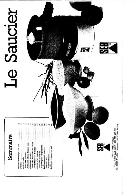 Notice SEB 8360 LE SAUCIER autres Trouver une solution à un problème